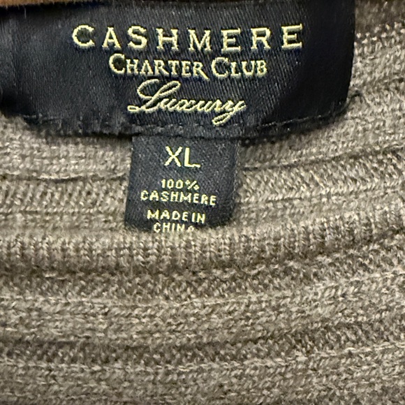 Charter Club Textured Olive Cashmere Sweater, NWT - Picture 3 of 5